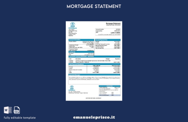 stile verificato Modello di estratto conto mutuo bancario Myanmar CHID Modello W